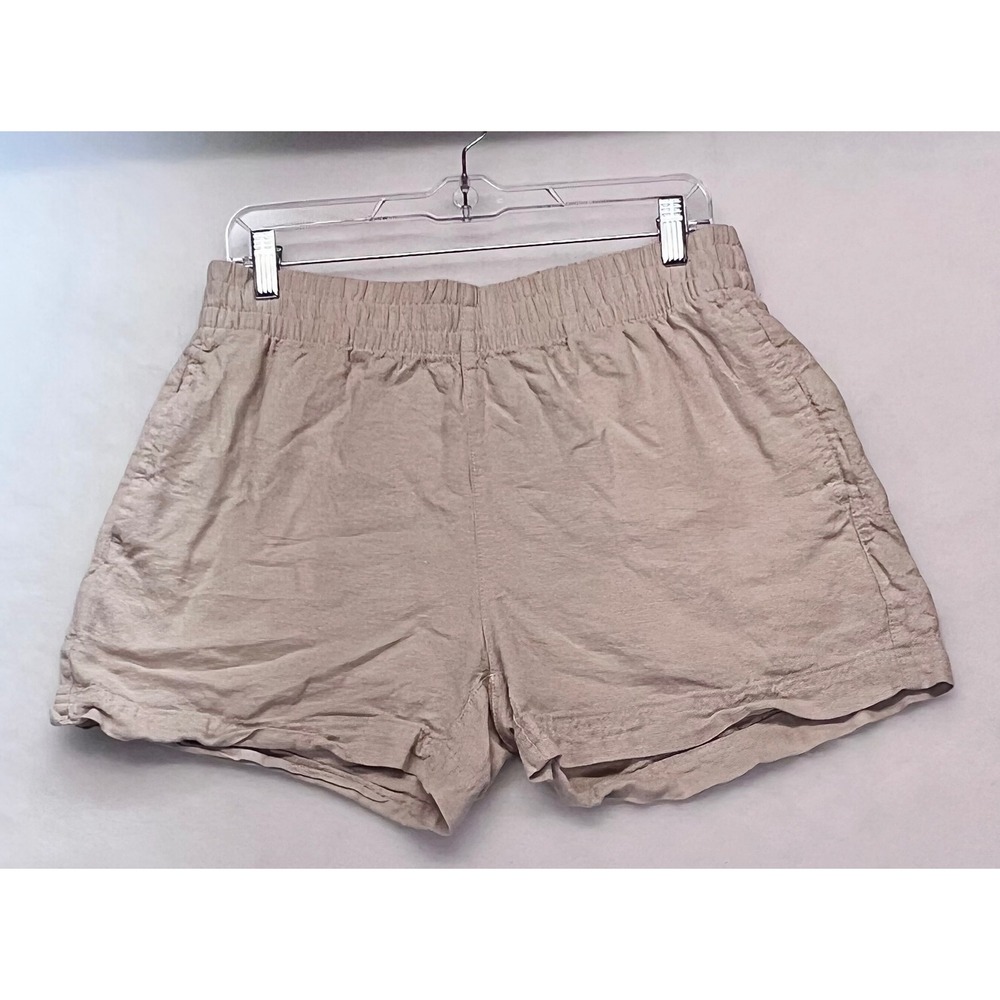 Old Navy Womens Comfort Waistband Linen Blend Shorts Beige Oatmeal Size M